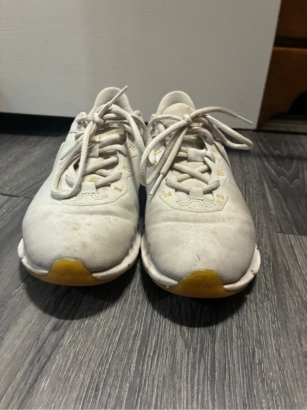 Nike Off-White Athletic Sneakers with Yellow Highlights